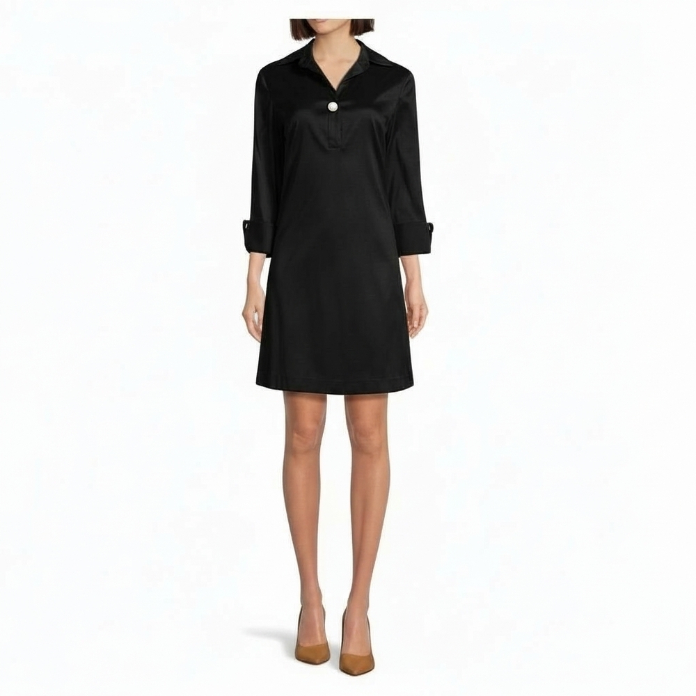 Preston & York Thea Taffeta 3/4 Sleeve Point Collar Dress